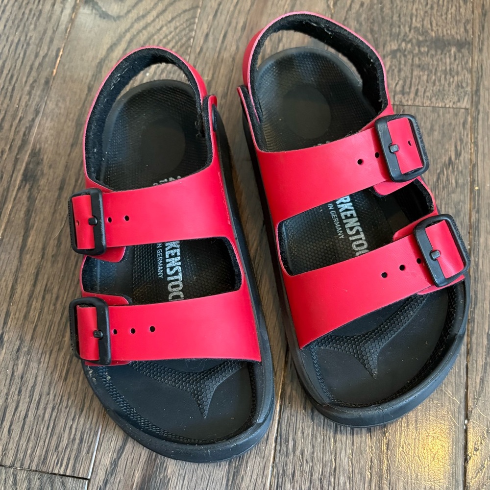 Birkenstock Kids Red and Black Sandals
